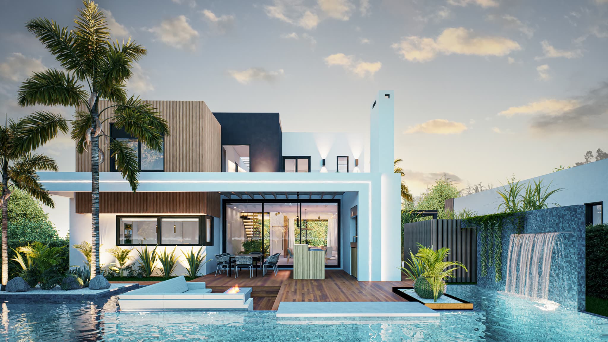 Bella Colina — Rear elevation with pool