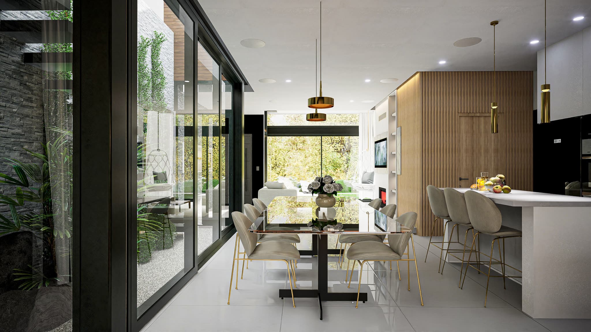 Bella Colina — Dining room open to the kitchen